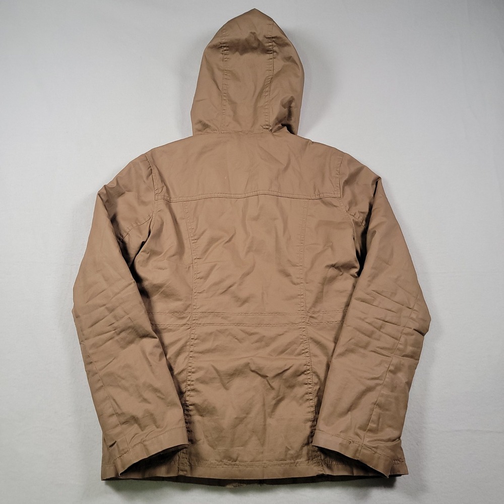 Aeropostale Toggle Hooded Jacket Women Small Tan Solid Cotton Ikat Lined Coat - Picture 11 of 13